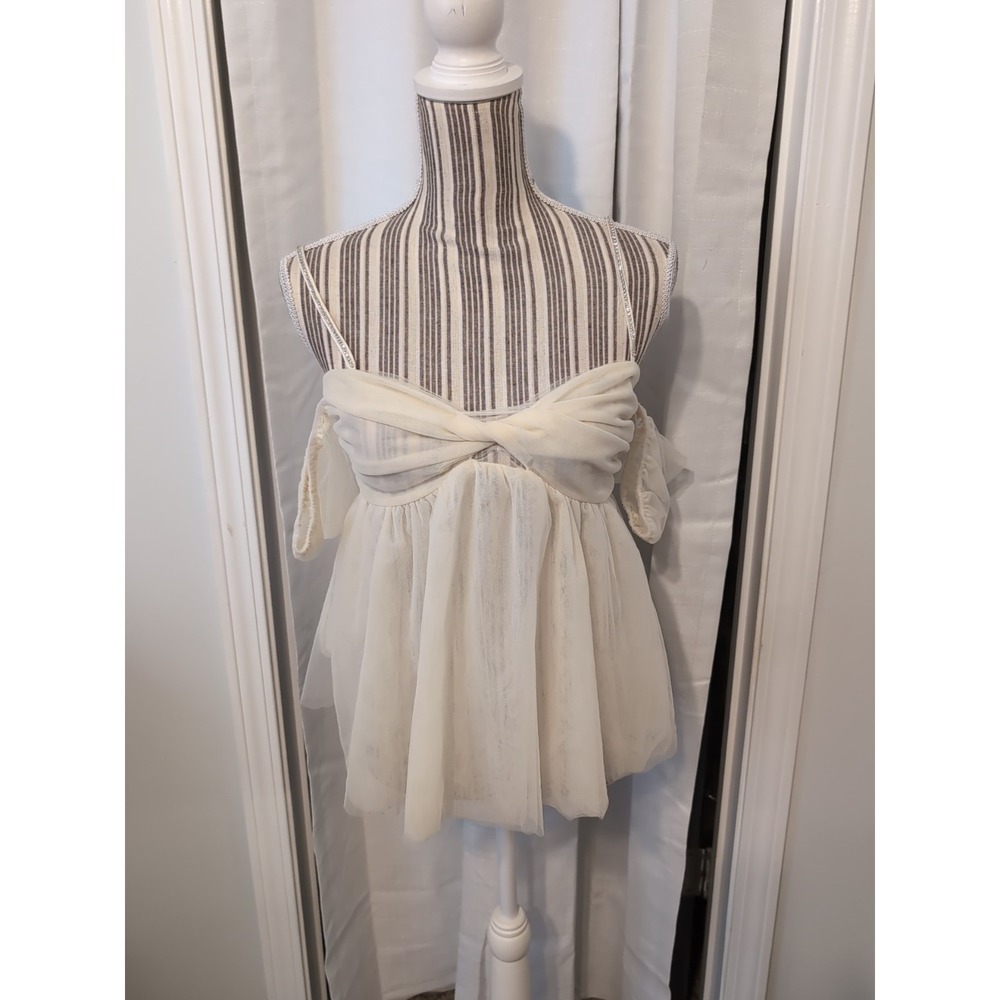 Mabel Whimsy Fairy Ivory Top‎ Rhinestone Straps Too Size Small